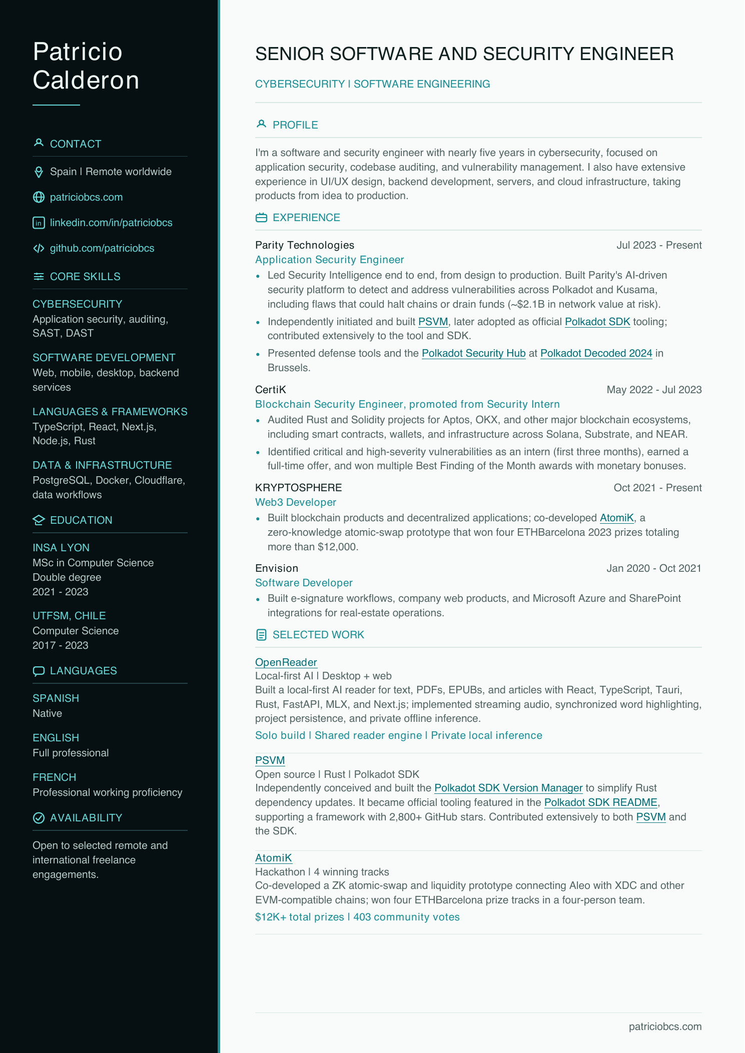 Designed CV preview